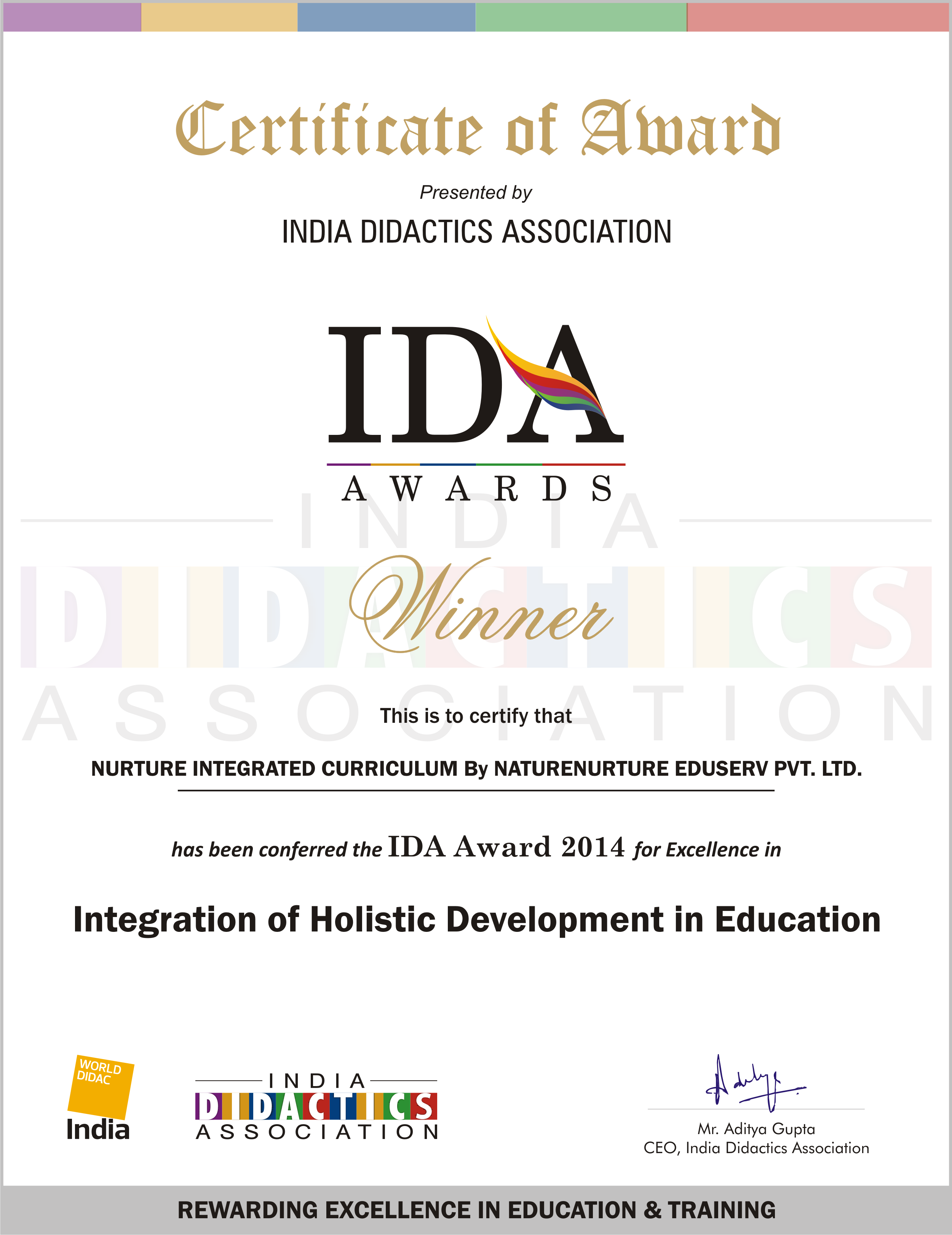 IDA Award 2014 | NatureNuture Eduserv Pvt. Ltd