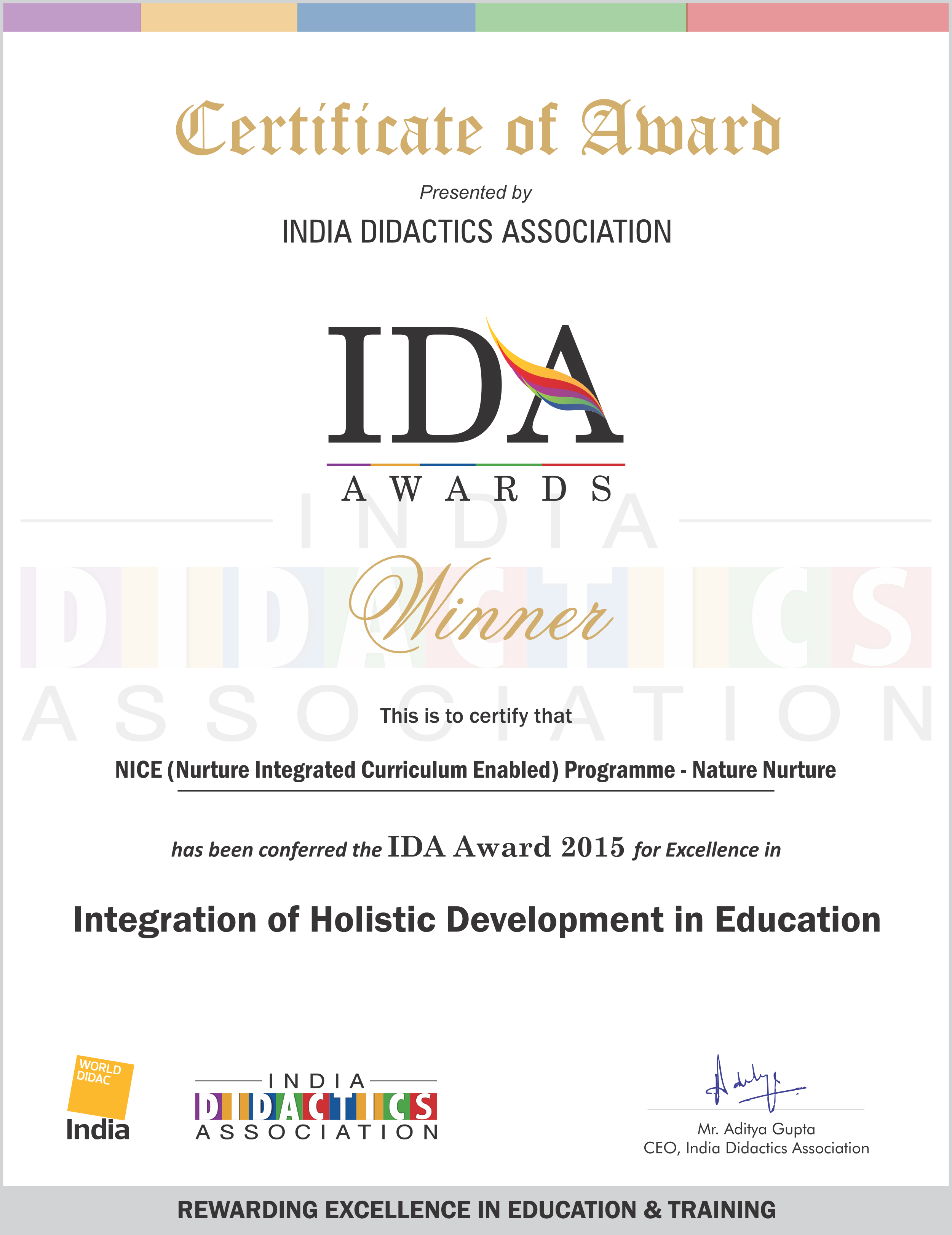 IDA Award 2015 | NatureNuture Eduserv Pvt. Ltd