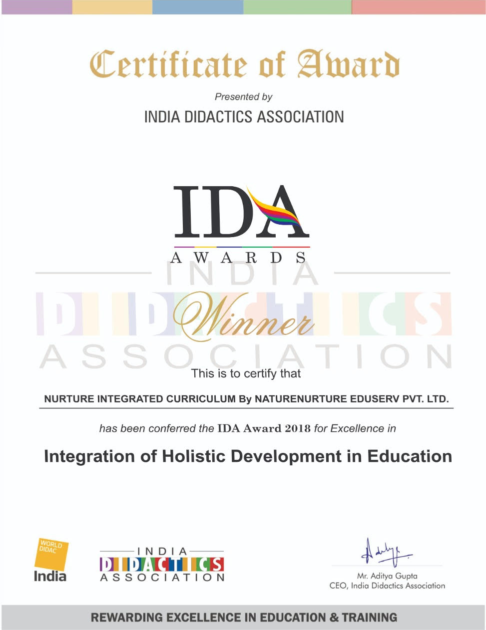 IDA Award 2013 | NatureNuture Eduserv Pvt. Ltd